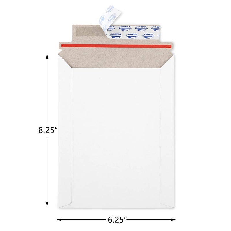 فالبوكس ValBox 6x8 ذاتية الختم لمستندات الصور 25 حزمة مغلفات من الورق المقوى الأبيض المسطح مقاس 6.25 × 8.25 بوصة - Image 2